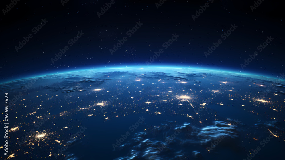 Fototapeta premium Earth in space, planet from the perspective of the universe