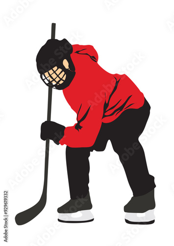 full isolated ice hockey player vector illustration