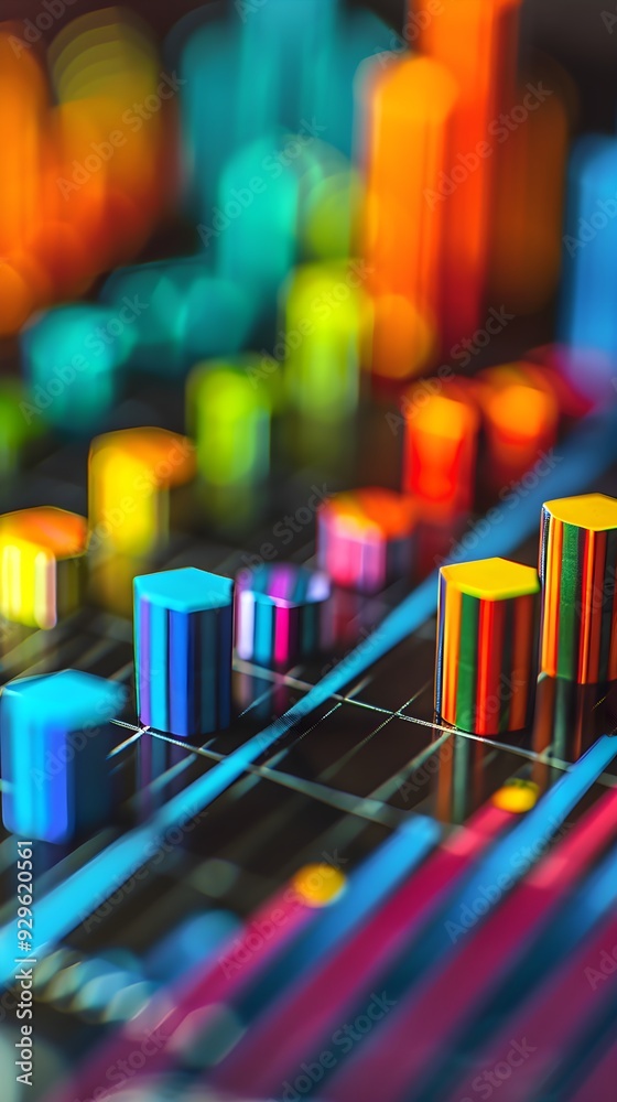 Bar charts with many colors going up and down for stock market investment or bright colorful banking charts Bar charts with many colors going up and down for stock market investment or bright colorful banking charts
