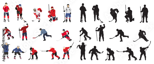 ice hockey player set collection full isolated on white