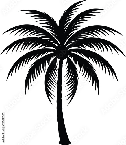 A black palm tree silhouette vector illustration high quality art work.