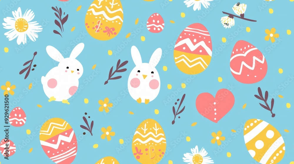 An Easter pattern digital paper. Cute seamless pattern of Easter An Easter pattern digital paper. Cute seamless pattern of Easter