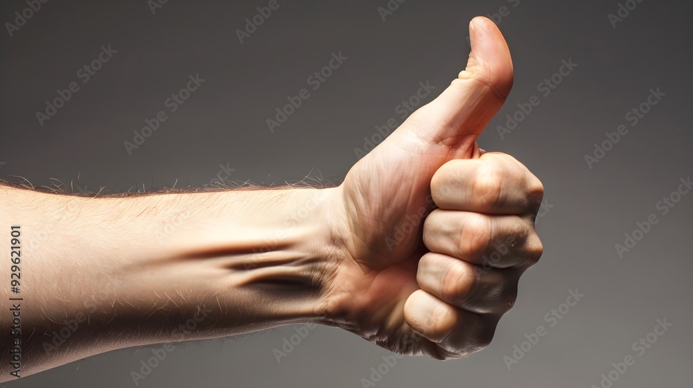 Positive online review concept image with a hand doing a thumbs-up Positive online review concept image with a hand doing a thumbs-up
