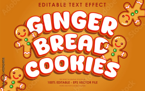 Editable Ginger Bread Cookies Text Effect With Illustration of Ginger Bread Cookies