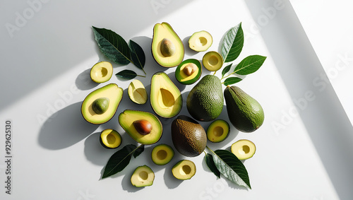 fresh avocado image with white background stock photo