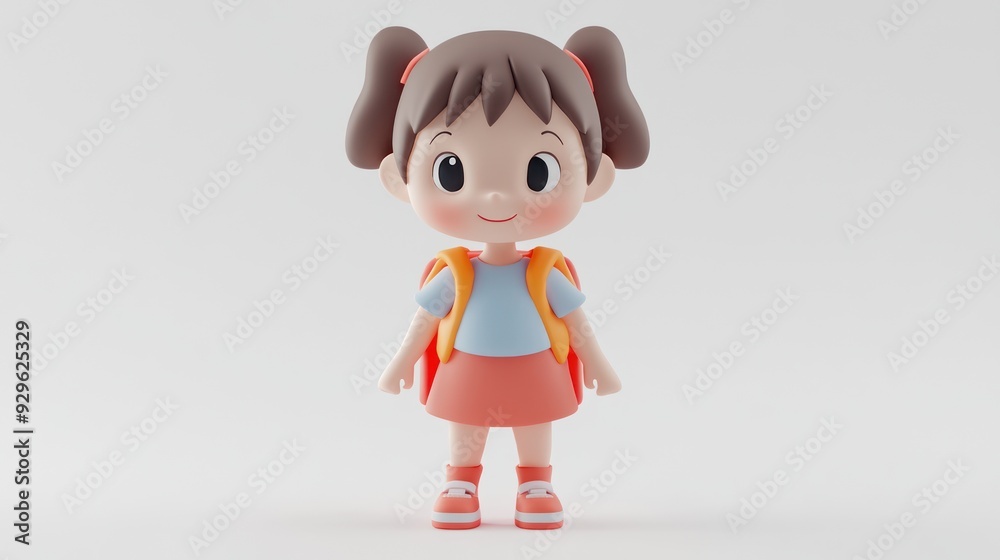 Cute Cartoon Girl With Backpack Cute Cartoon Girl With Backpack