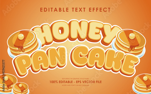 Editable honey pan cake text effect with illustration of honey pan cake