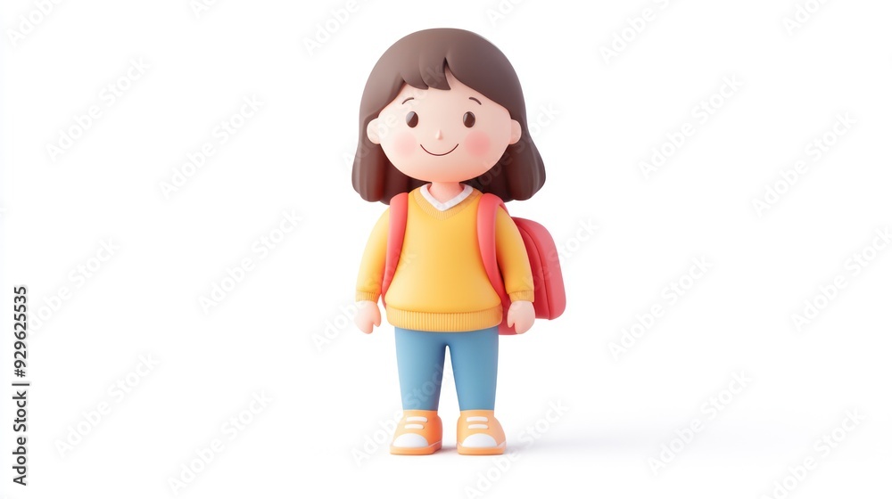 Smiling School Girl with Backpack Smiling School Girl with Backpack