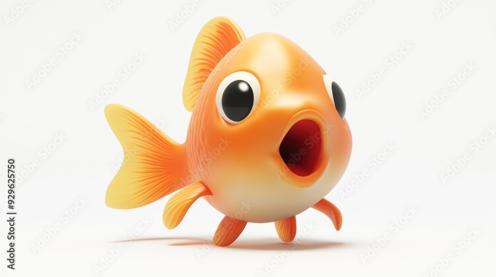 Surprised Goldfish, 3D Rendered Surprised Goldfish, 3D Rendered