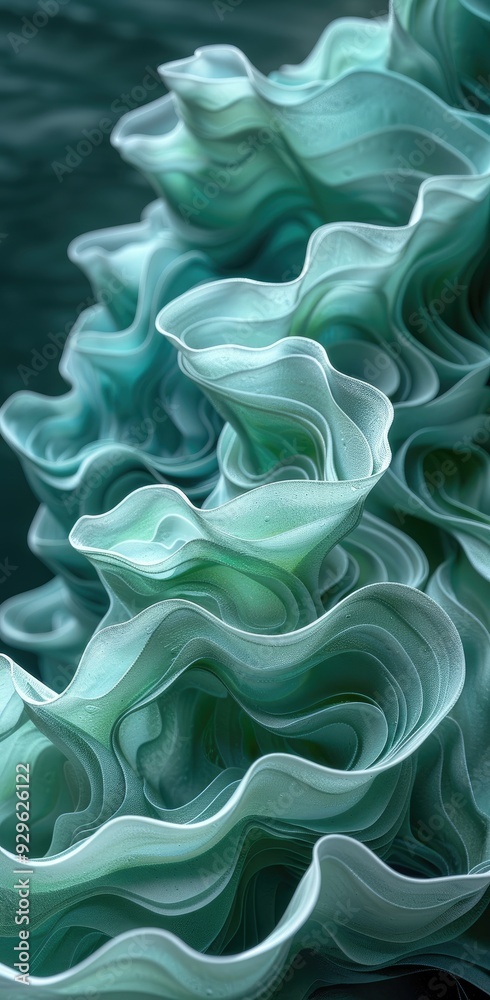 Obraz premium abstract wallpaper background with waves and organic shapes in teal grey colors