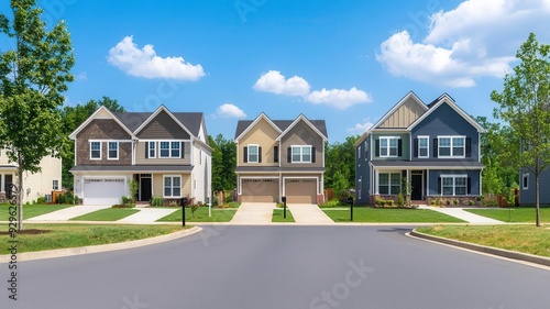 Suburban housing development with proximity to schools, hospitals, and shopping centers, highlighting community infrastructure