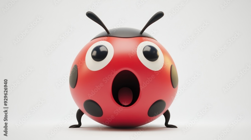 Obraz premium Surprised Ladybug Cartoon