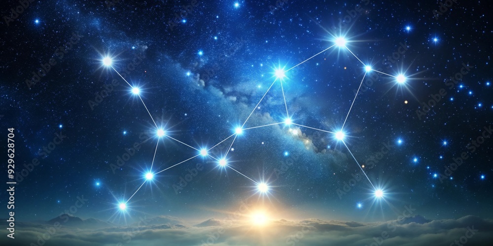 Gemini zodiac sign shining brightly in the celestial sky with horoscope constellation Gemini zodiac sign shining brightly in the celestial sky with horoscope constellation