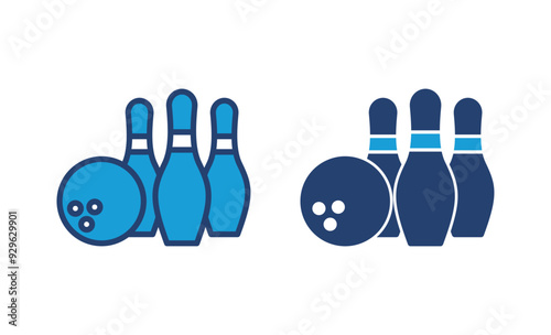 Bowling icon vector. bowling ball and pin icon. bowling pins