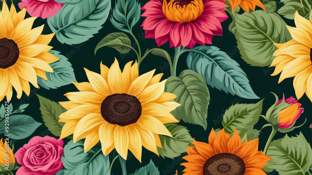 pattern with sunflowers pattern with sunflowers