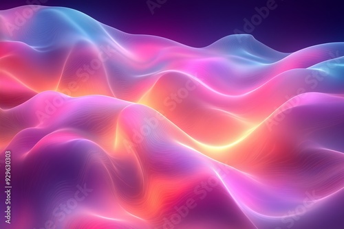 Wallpaper Mural A stunning abstract digital artwork featuring flowing, wave-like patterns in vibrant shades of pink, purple, blue, and orange.  Torontodigital.ca