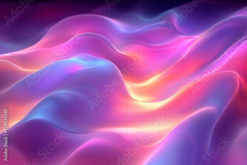 A stunning abstract digital artwork featuring flowing, wave-like patterns in vibrant shades of pink, purple, blue, and orange. 