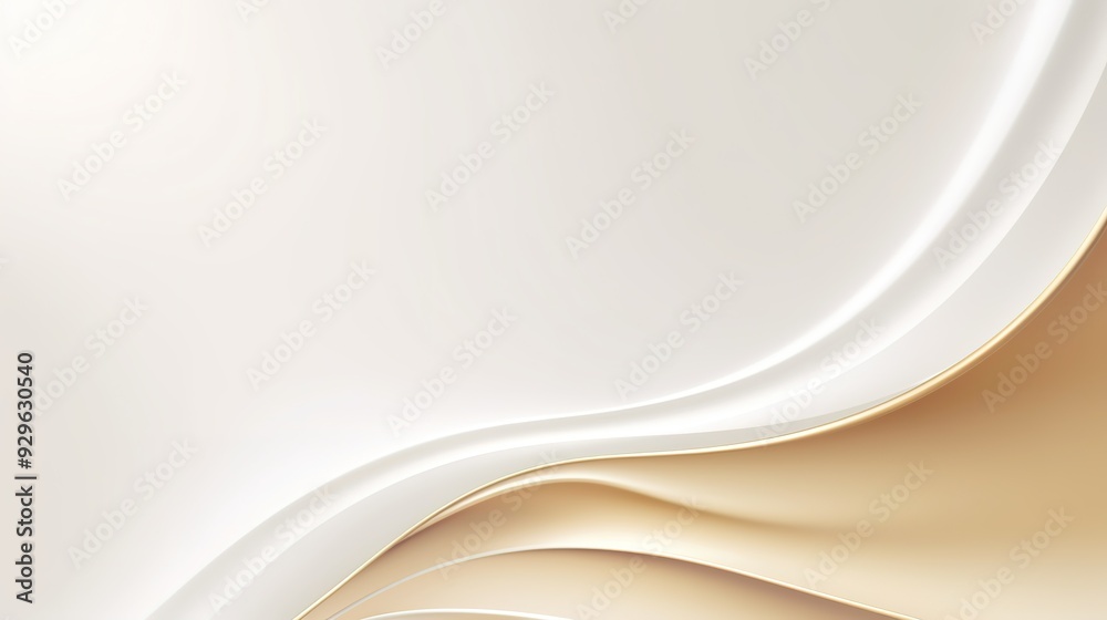 Abstract white and gold wavy background for modern design.