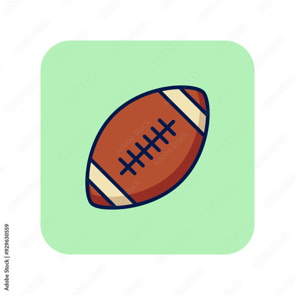 Rugby line icon. Rugby ball line icon on green background. Sport concept. Vector illustration can be used for topics like sport, active lifestyle, games Rugby line icon. Rugby ball line icon on green background. Sport concept. Vector illustration can be used for topics like sport, active lifestyle, games