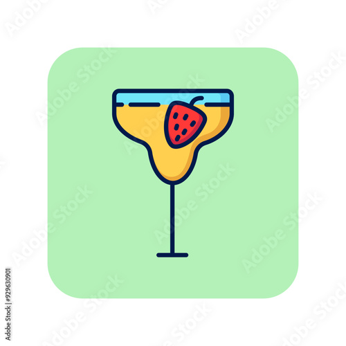 Strawberry daiquiri line icon. Berry, rum, glass. Cocktail concept. Can be used for topics like bar, tropical party, celebration