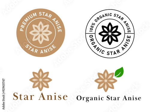 star anise condiments label spices herb organic premium ingredient healthy stamp logo design