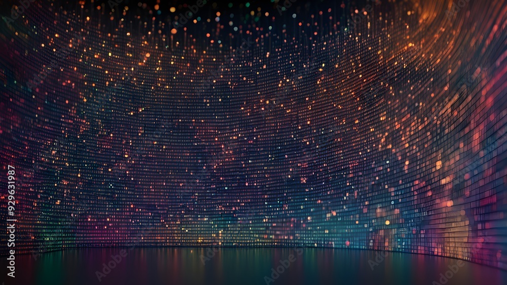 Obraz premium A colorful, abstract space with a lot of lights and a lot of dots