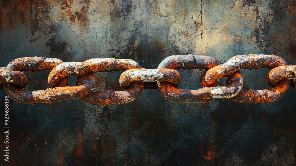 Rusty chain link with patina and corrosion, conveying a gritty and industrial old background. Rusty chain link with patina and corrosion, conveying a gritty and industrial old background.
