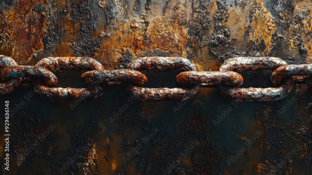 Rusty chain link with patina and corrosion, conveying a gritty and industrial old background. Rusty chain link with patina and corrosion, conveying a gritty and industrial old background.