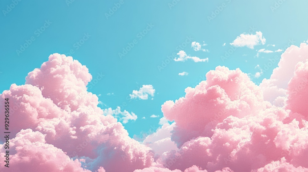 Sky filled with scattered cotton candy clouds against a soft blue backdrop, creating a dreamy and whimsical feel. Sky filled with scattered cotton candy clouds against a soft blue backdrop, creating a dreamy and whimsical feel.