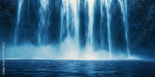 Waterfall Background - Blue Water, Nature, Landscape, Abstract