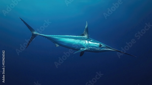 Sleek swordfish swimming swiftly through the ocean, representing the speed and agility of marine predators