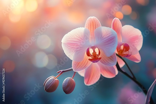 Pink Orchid Flower with Bokeh Background - Photo