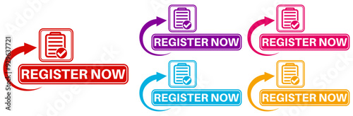 set register now sign icon. registration design label sticker banner template vector illustration
