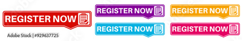 set register now sign icon. registration design label sticker banner template vector illustration