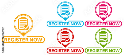 collection Vector Illustration register now Label sign template design