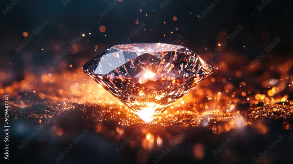 A diamond shimmering under atmospheric lighting, captured in a dynamic, elegant composition. A diamond shimmering under atmospheric lighting, captured in a dynamic, elegant composition.