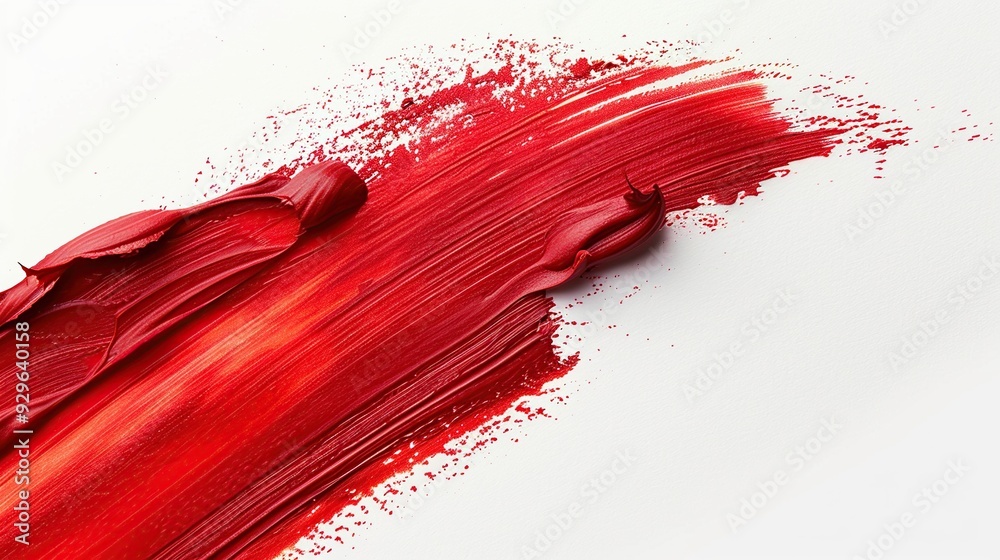 Abstract Red Paint Stroke on White Background. AI generated image Abstract Red Paint Stroke on White Background. AI generated image
