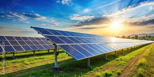 Solar power station generating renewable energy, solar panels, photovoltaic, sustainable, eco-friendly