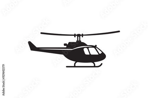 Helicopter silhouette vector art illustration.