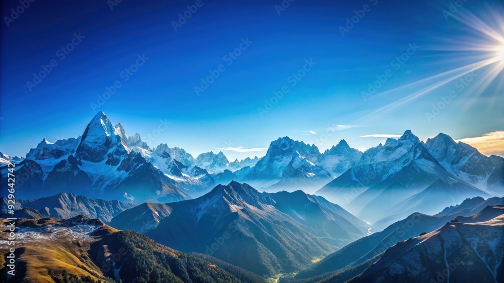 Obraz premium Majestic view of a clear blue sky and mountains reflecting , nature, landscape, sky, mountains, majestic, serene, peaceful