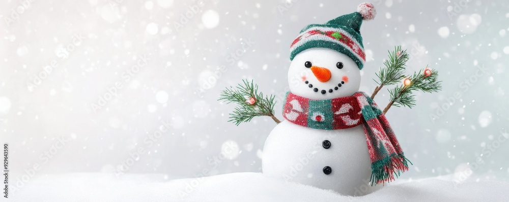 A cheerful snowman with a carrot nose and a festive scarf A cheerful snowman with a carrot nose and a festive scarf