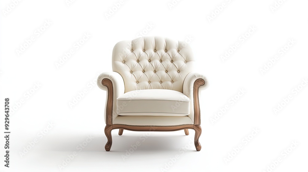 Fototapeta premium Upholstered armchair, on the white background