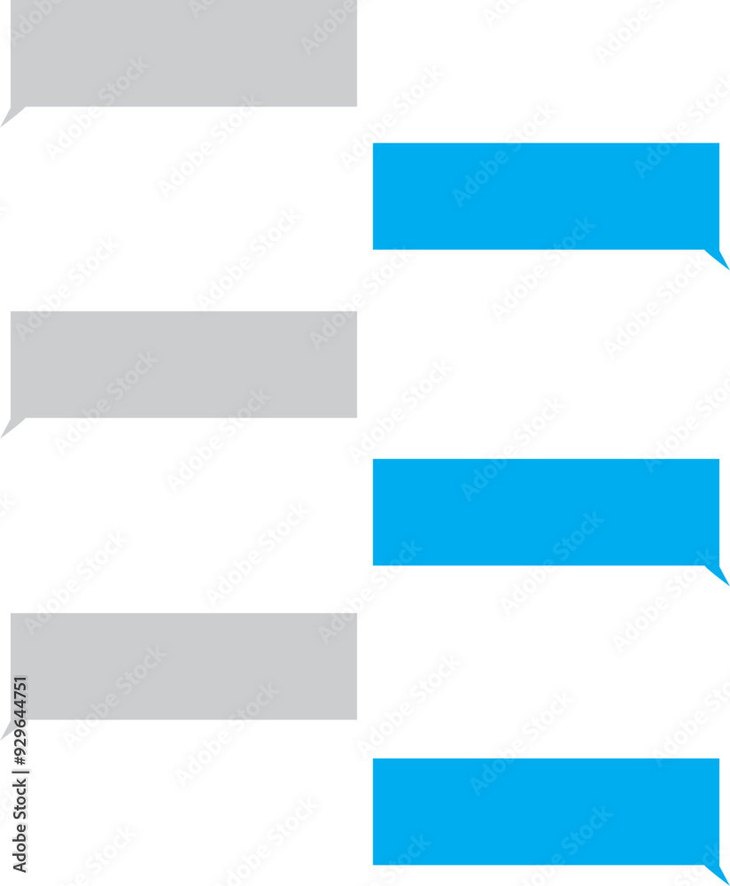 Chatting SMS with blue message bubbles. Text Messaging. Discussion. Smartphone, Mobile Phone Template realistic Flat vector. Place your own text to the message isolated on transparent background.