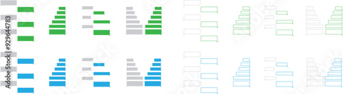 Set of chatting SMS with Green, blue message bubbles. Text Messaging. Smartphone, Mobile Phone Template realistic Flat, line vectors. Place your own text to message isolated on transparent background.