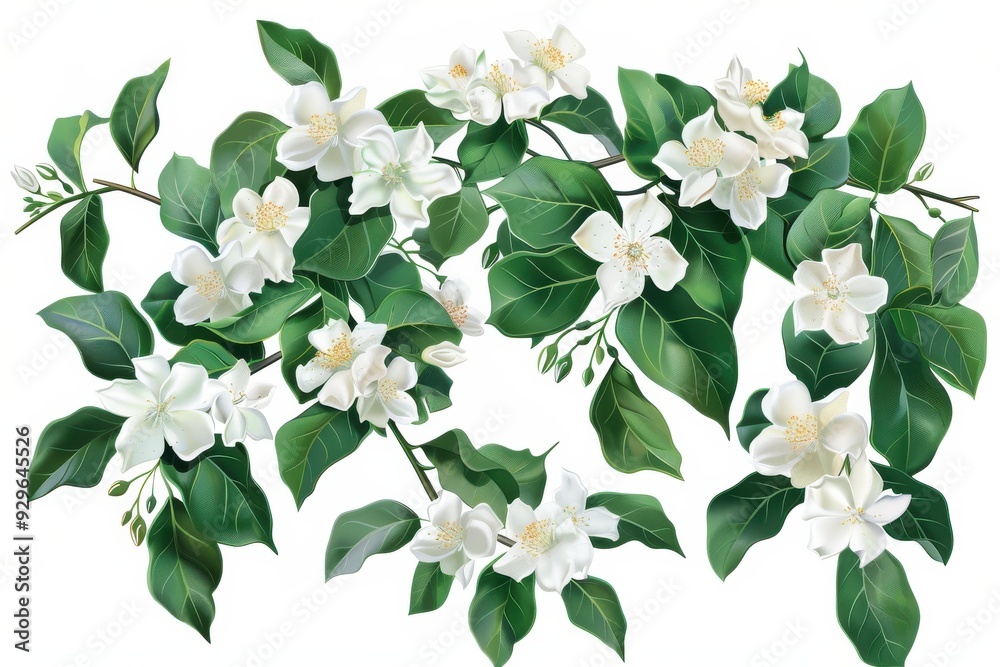 Fototapeta premium White Jasmine Flower Branch.