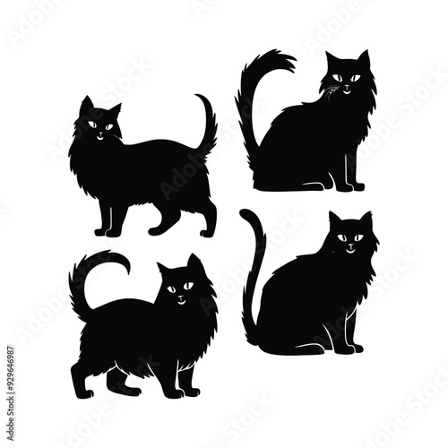 Persian cat silhouette vector template illustration