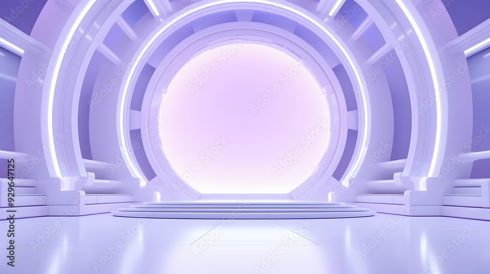Obraz premium 3d rendering of White and purple abstract geometric background. Scene for advertising, technology, showcase, banner, game, sport, cosmetic, business, metaverse. Sci-Fi Illustration. Product display