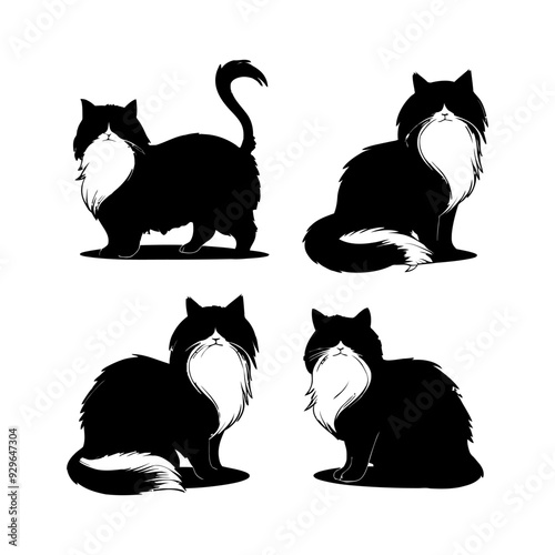 Persian cat silhouette vector template illustration