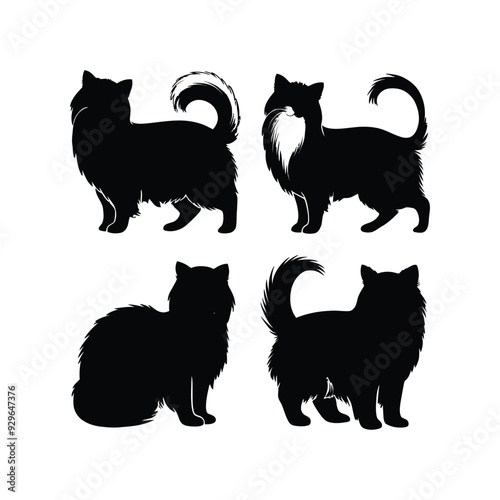 Persian cat silhouette vector template illustration