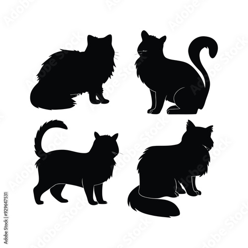 Persian cat silhouette vector template illustration